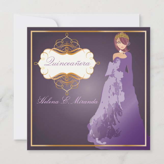 Forma Quinceañera/plum Inbjudningar (Framsida)