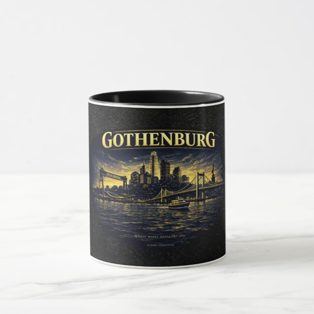 Formad av vatten, historia och det norra ljuset mugg (Center)