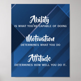 Förmåga, motivation, Attitydcitat, blå Abstrakt Poster