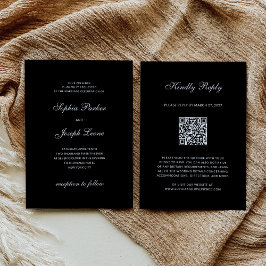 Formal and Classic | QR Code RSVP Black Wedding Inbjudningar