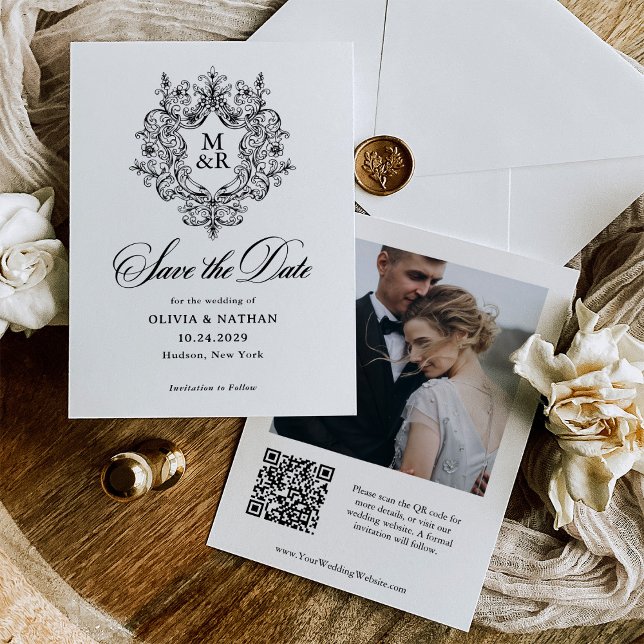 Formal Antique Crest | Photo and QR Code Spara Datumet (Skapare uppladdad)