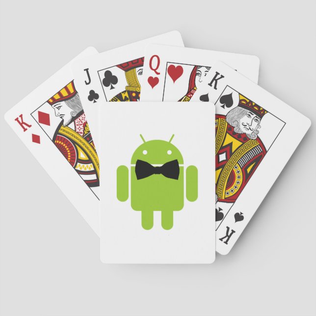 Formal Atire Grönt Android Robot Casinokort (Baksidan)