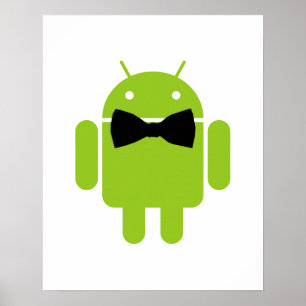 Formal Atire Grönt Android Robot Poster