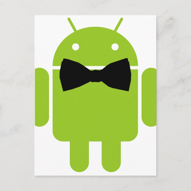 Formal Atire Grönt Android Robot Vykort (Framsida)