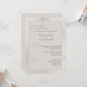 Formal Beige Artistic Båda föräldrarna Bröllop Inbjudningar