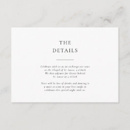 Formal Black and White Wedding Details Tilläggskort