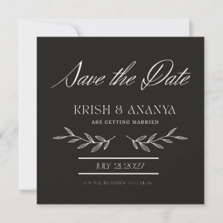 Formal Black Save the Date with White Font Inbjudningar