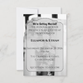 Formal Black Tie White Flower Ceremony wedding Inbjudningar