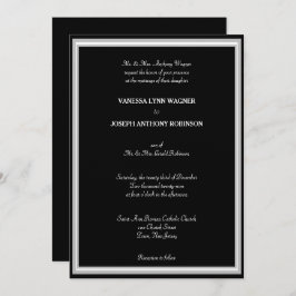 Formal Black White Monogram  Inbjudningar