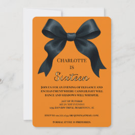 Formal Bow Halloween Birthday Invite - Orange Inbjudningar