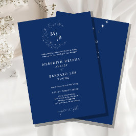 Formal Celestial Elegant Wedding Monogram Details Inbjudningar