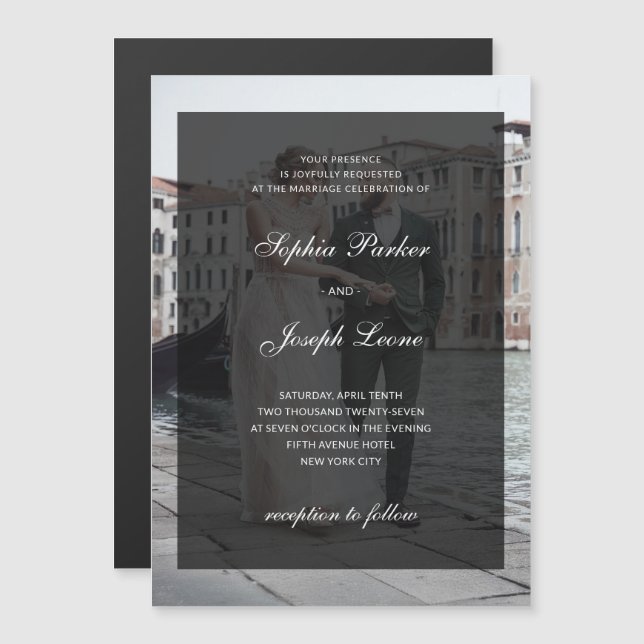 Formal Classic and Dark Overlay | Photo Wedding Magnetisk Inbjudningskort (Fram/baksida)