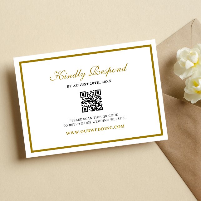 Formal Classic Black Gold Monogram Wedding OSA Kort (Formal black and gold monogram RSVP card keeps wedding replies refined and organized.)