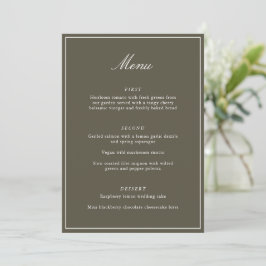 Formal Classic Border Olive Script Elegant Wedding Meny