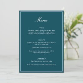 Formal Classic Border Teal Script Elegant Wedding Meny