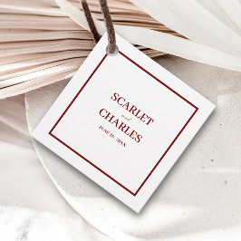 Formal Classic Burgundy & Gold Monogram Wedding Gåvor Etiketter