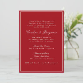 Formal Classic Red Script Elegant Wedding RSVP Inbjudningar