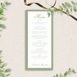 Formal Classic Sage Green Border Script Wedding Meny<br><div class="desc">This formal wedding menu features a timeless sage green border paired with elegant script typography for a refined and classic look. Designed to complement traditional, garden, and minimalist weddings, the soft green tones add warmth while maintaining a clean and sophisticated aesthetic. Perfect for formal receptions, plated dinners, or elegant wedding...</div>