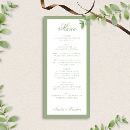 Formal Classic Sage Green Border Script Wedding Meny