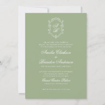 Formal Classic Sage Green Monogram Crest Wedding