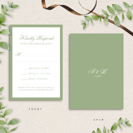Formal Classic Sage Green Monogram Script Wedding OSA Kort