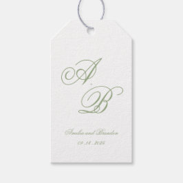 Formal Classic Sage Green Monogram Script Wedding Presentetikett