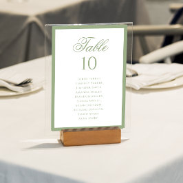 Formal Classic Sage Green Wedding Seating Chart Bordsnummer