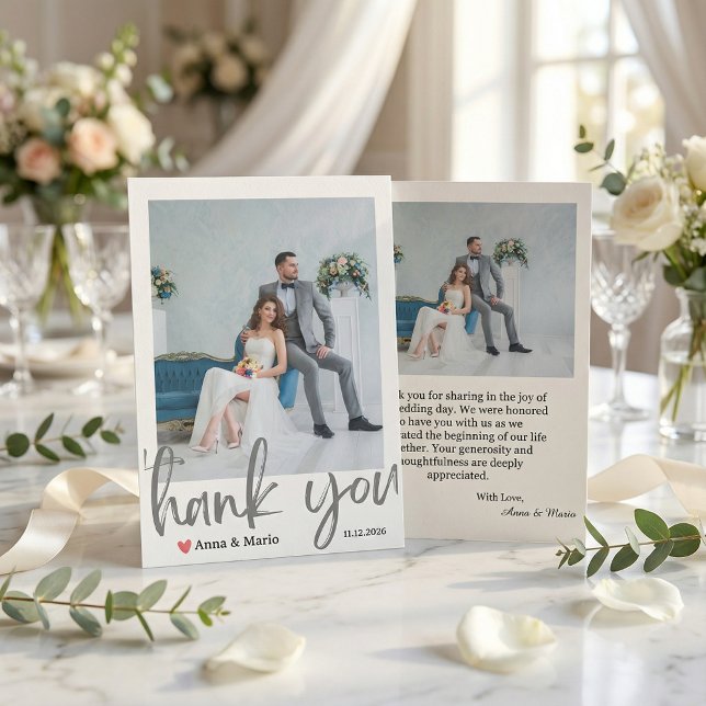  Formal Classic Wedding Photo Thank You Card Tack Kort (Skapare uppladdad)