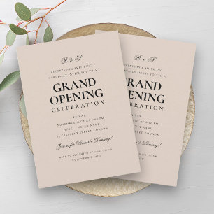 Formal Corporate Grand Open Monogram Champagne Inbjudningar