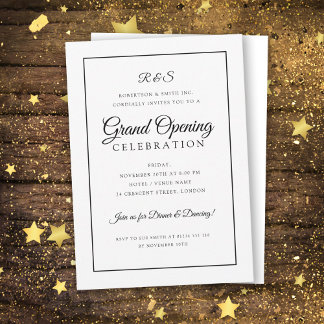 Formal Corporate Grand Open Monogram Ram Inbjudningar