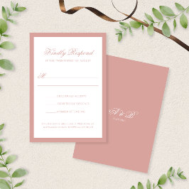 Formal Dusty Rose Border Monogram Script Wedding OSA Kort
