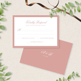 Formal Dusty Rose Border Monogram Script Wedding OSA Kort