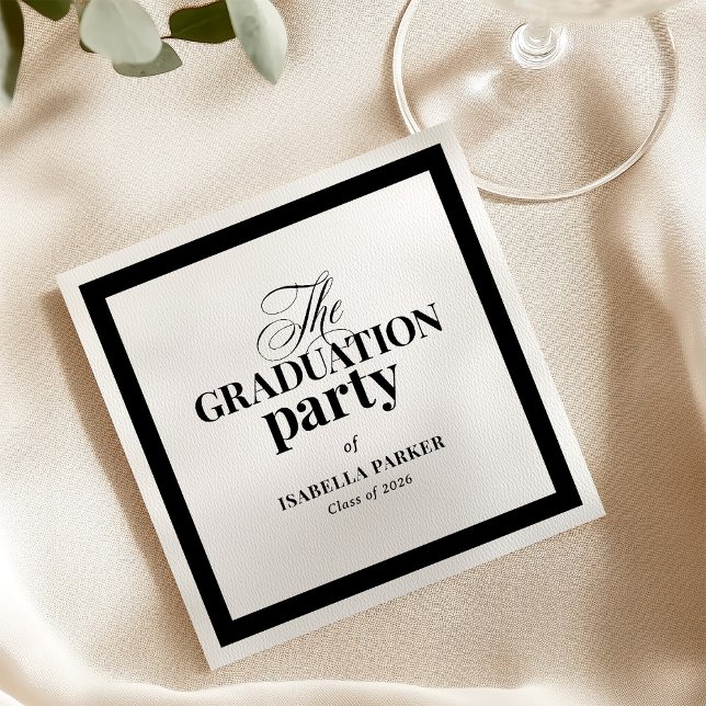 Formal Elegant Black and White | Graduation Party Pappersservett (Skapare uppladdad)