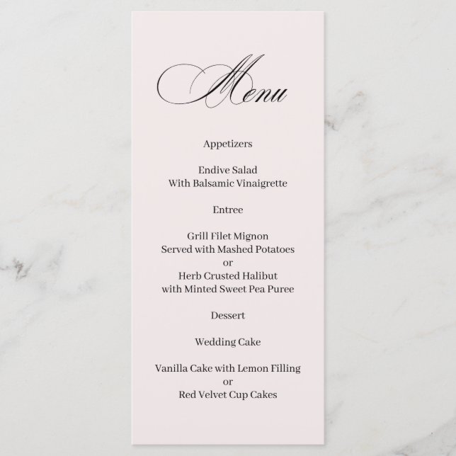 Formal Elegant Calligraphy Menu Meny (Framsida)