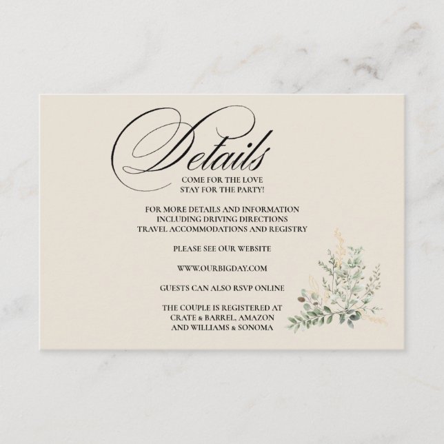 Formal Elegant Enclosure Card Details Tilläggskort (Framsida)