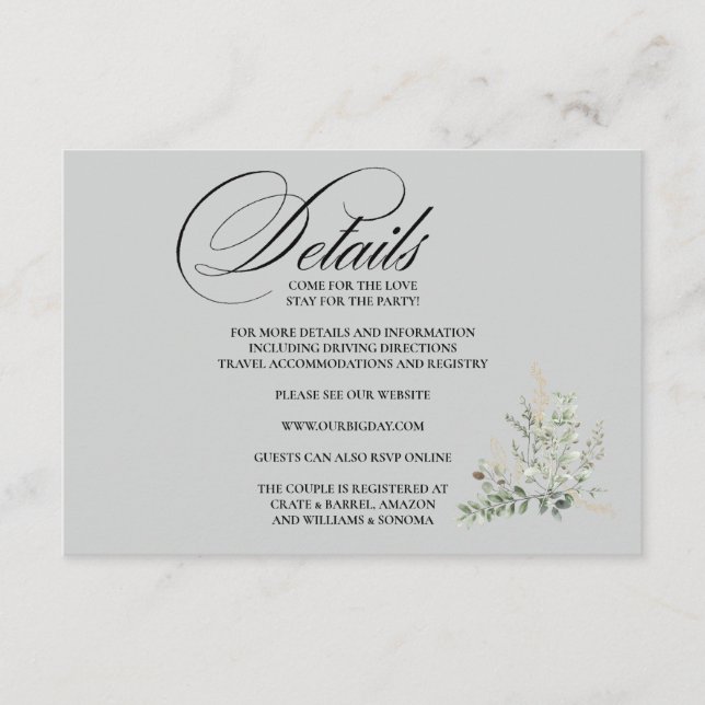 Formal Elegant Enclosure Card Details Tilläggskort (Framsida)
