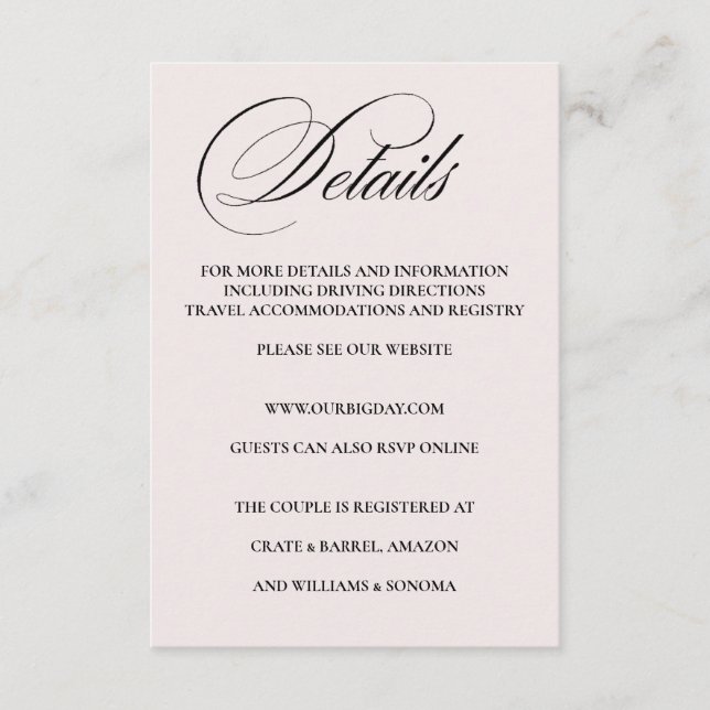 Formal Elegant Enclosure Card Details Tilläggskort (Framsida)