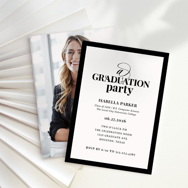 Formal Elegant Graduation Party | Photo Back Inbjudningar (Skapare uppladdad)