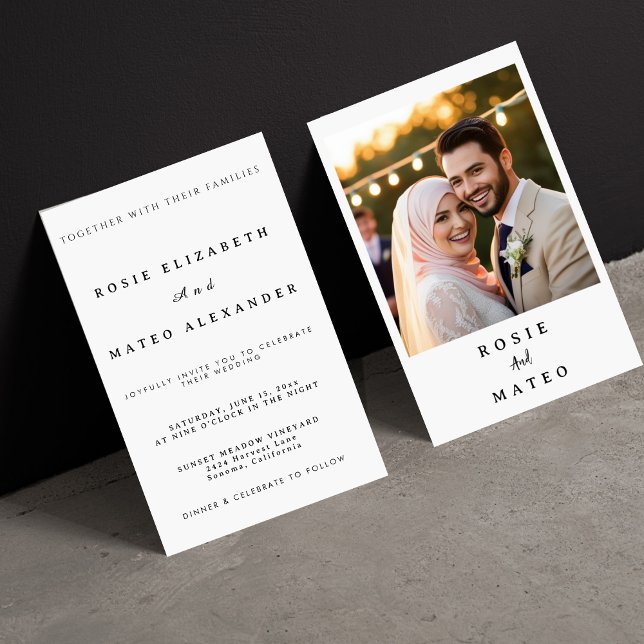 Formal Evening With Unique And Elegant Wedding Inbjudningar (Photo invitation)