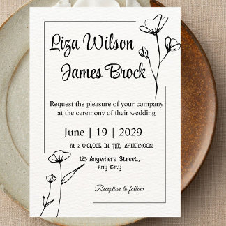 Formal Floral Crest Monogram Wedding Invitation Inbjudningar
