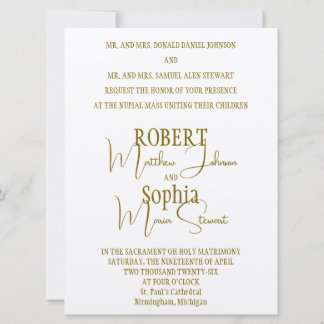 Formal Gold Black Tie Wedding Invitation Inbjudningar