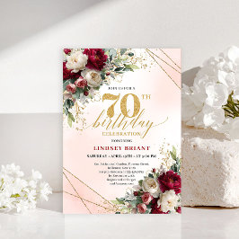 Formal Gold Floral Seventieth Birthday Invitation Inbjudningar
