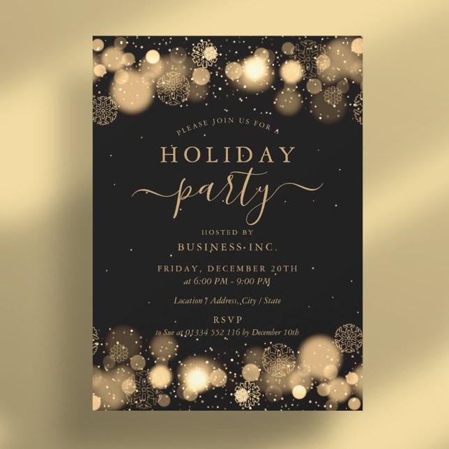 Formal Guld Glam Corporate Julfest Inbjudningar (Formal Gold Glam Corporate Holiday Party Invitation)