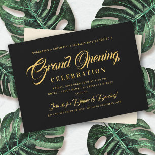 Formal Guld Glitter Corporate Grand Open Black Inbjudningar