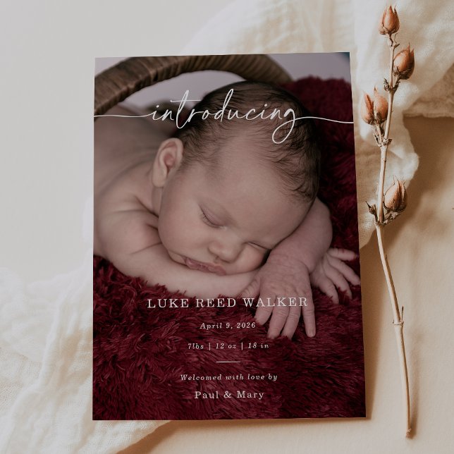Formal Introducing Photo Baby Announcement Card (Skapare uppladdad)