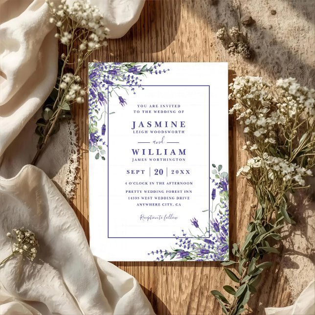 Formal Lavender Eucalyptus Budget QR Code Wedding Inbjudningar (Skapare uppladdad)