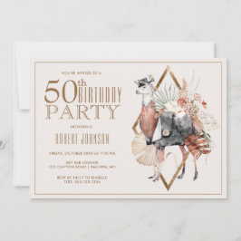 Formal Llama 50:e Födelsedagsfesten Inbjudningar