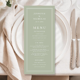 Formal Minimal Sage Green Wedding Meny