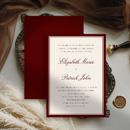 Formal Modern Classic Deep Burgundy Frame Wedding Inbjudningar