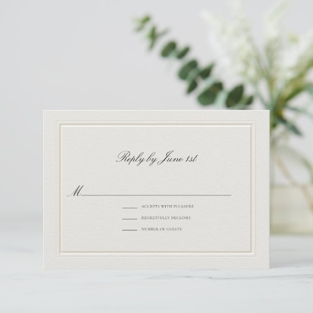 Formal Modern Classic Elevated Ecru Sm Wedding OSA Kort (Stående Fram)